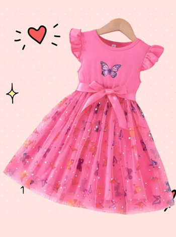 Butterfly Print Sleeveless Tutu Dress 