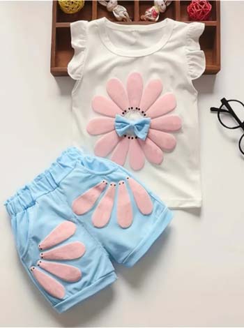 Girls Summer Cotton Two-piece Set
