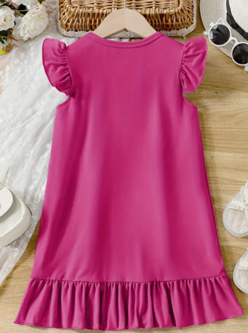 Casual And Cute Little Flutter Sleeves Dress