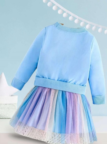 Long Sleeve Faux Two-piece Mesh Splicing Dress