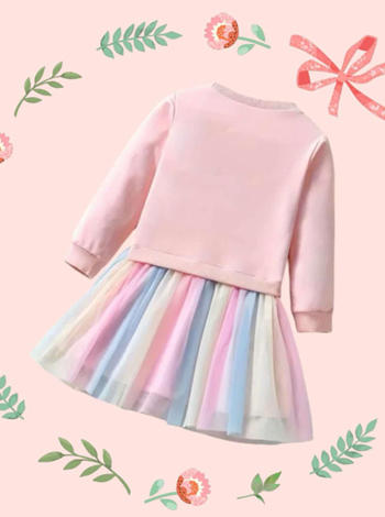 Long Sleeve Sweatshirt Rainbow Tutu Dress 